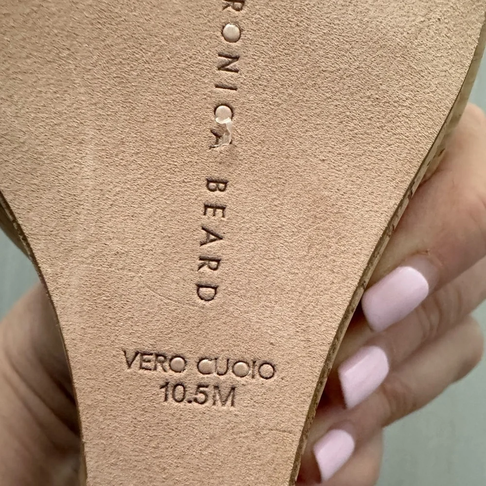 NEW Veronica Beard Dali Cork Wedge Sandal Mules 10.5 Neutral Minimalist